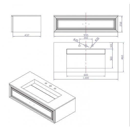 Конзолен шкаф за баня ICP 10025 / 38416