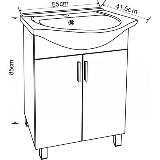 Стоящ шкаф за баня ICP 5535 + 4255