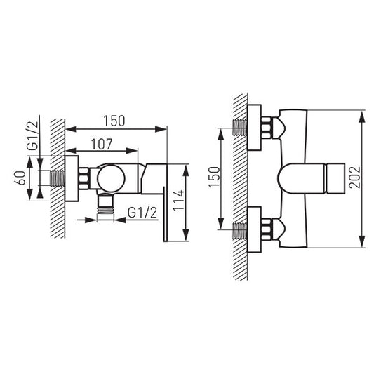 Стенен смесител за душ FERRO Algeo BAG7 - хром