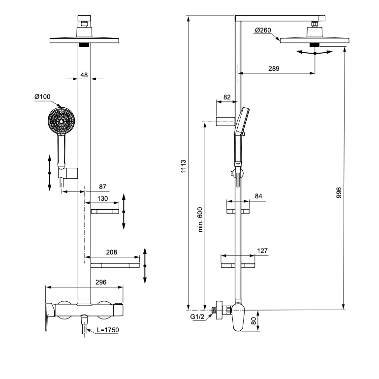 Душ система IDEAL STANDARD CERAFLOW ALU+ BD584XG