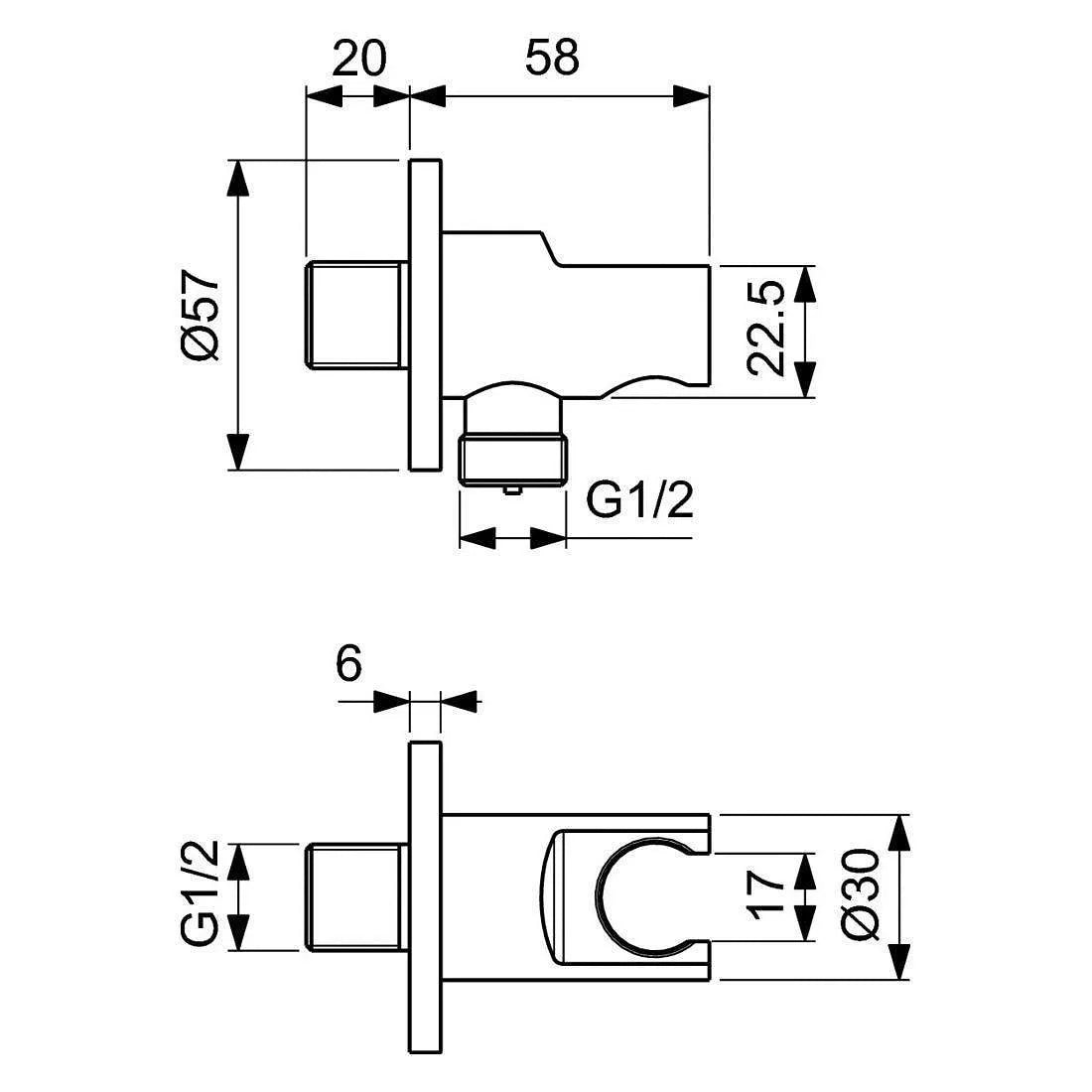 Стенно коляно с държач за душ слушалка IDEAL STANDARD IDEALRAIN BC807XG