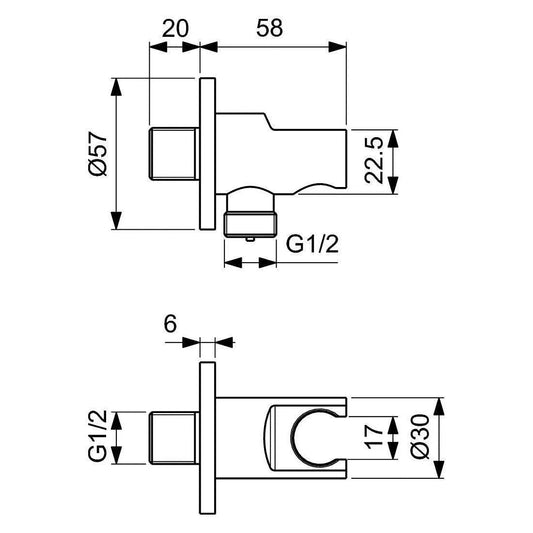 Стенно коляно с държач за душ слушалка IDEAL STANDARD IDEALRAIN BC807XG