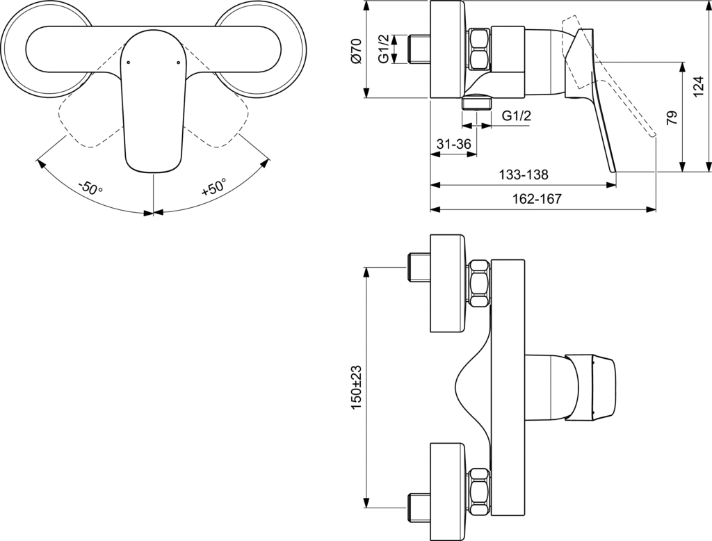Стенен смесител за душ Ideal Standard DOREA BD748AA