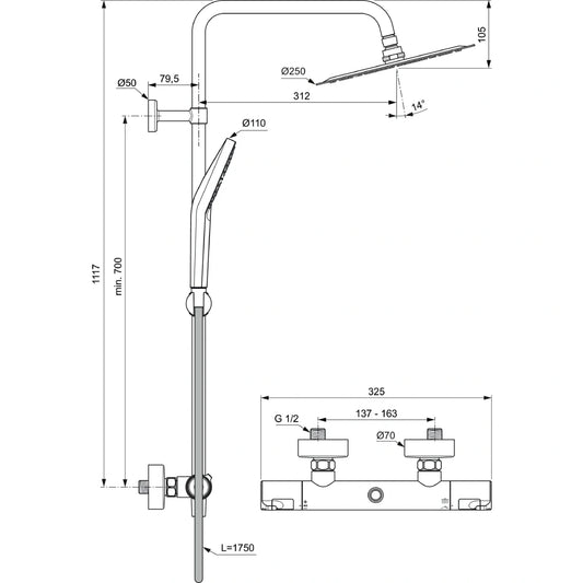 Душ система IDEAL STANDARD Ceratherm T50 A7618AA