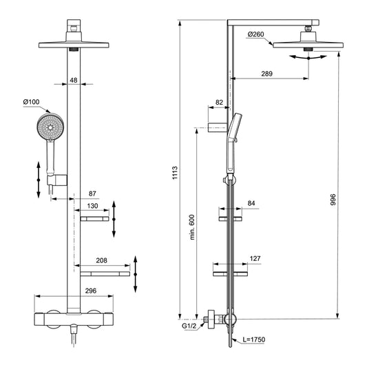 Душ система IDEAL STANDARD CERATHERM ALU+ BD583RO