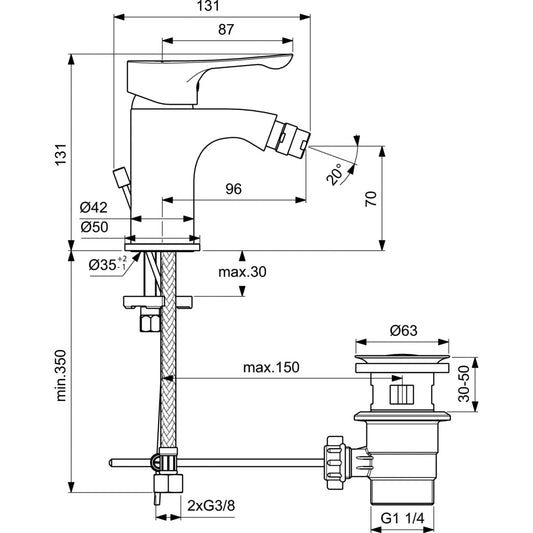 Смесител за биде IDEAL STANDARD ALPHA BC487AA