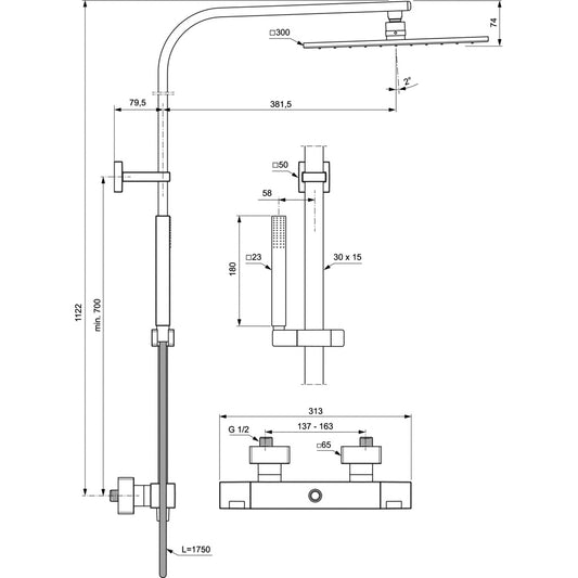 Душ система IDEAL STANDARD CERATHERM C100 A7542AA