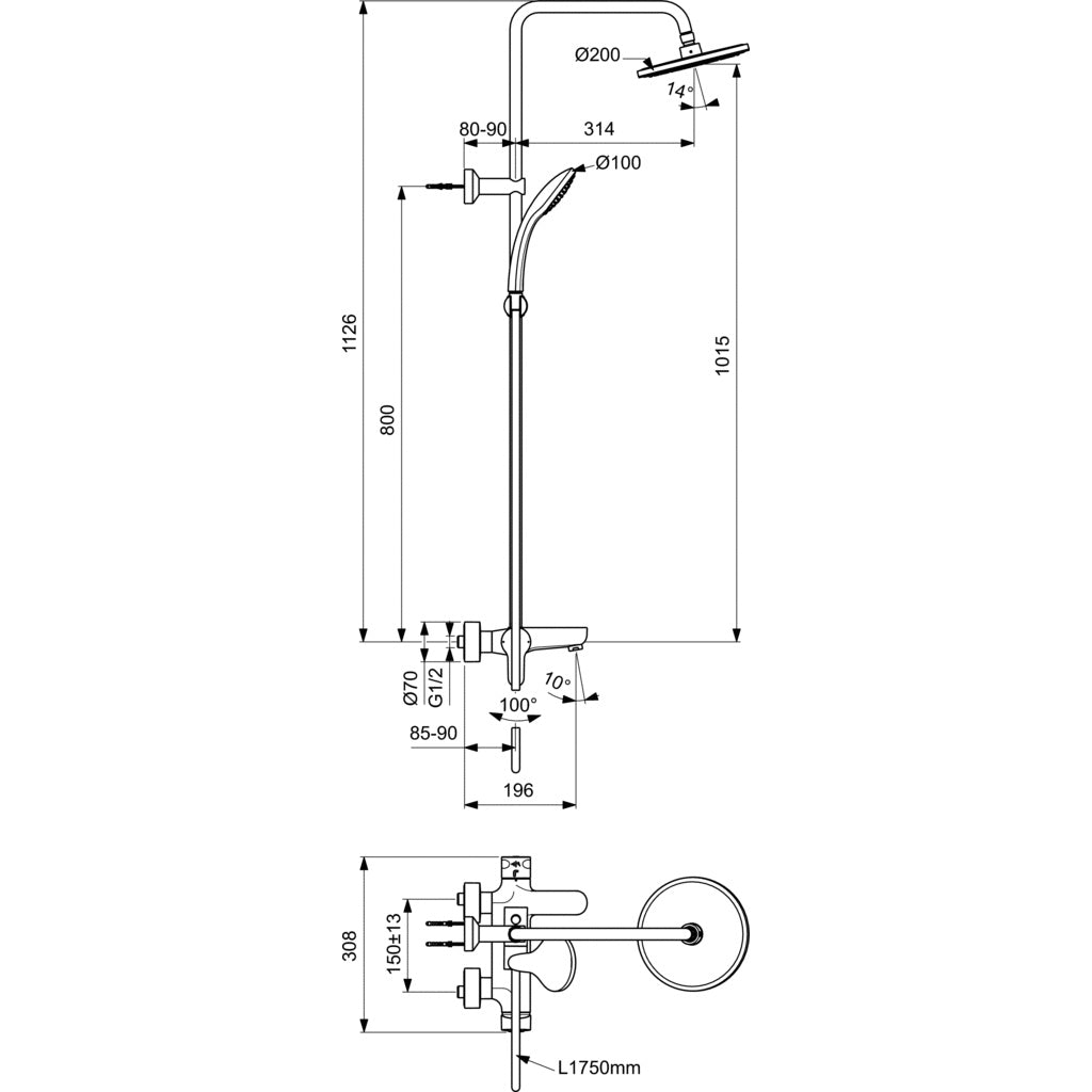 Душ система IDEAL STANDARD CERAFINE O BC525AA