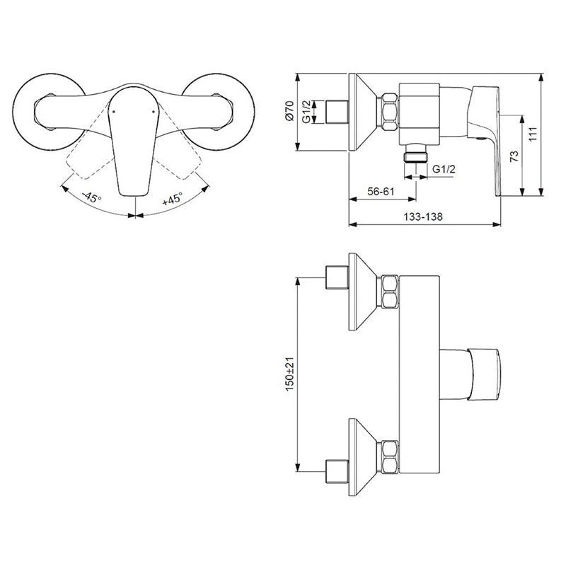 Стенен смесител за душ Ideal Standard ESLA BC228AA
