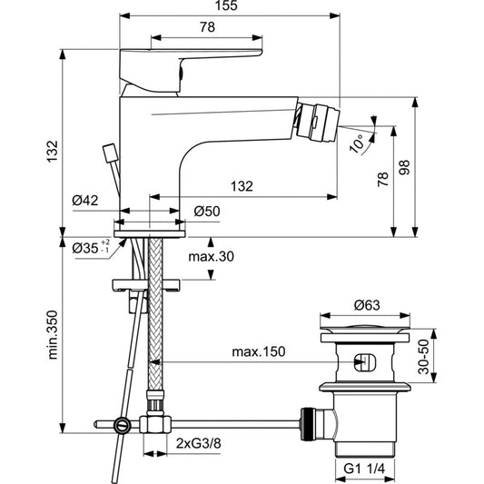 Смесител за биде IDEAL STANDARD TYRIA BC155AA