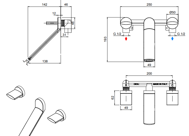 Смесител за умивалник за вграждане