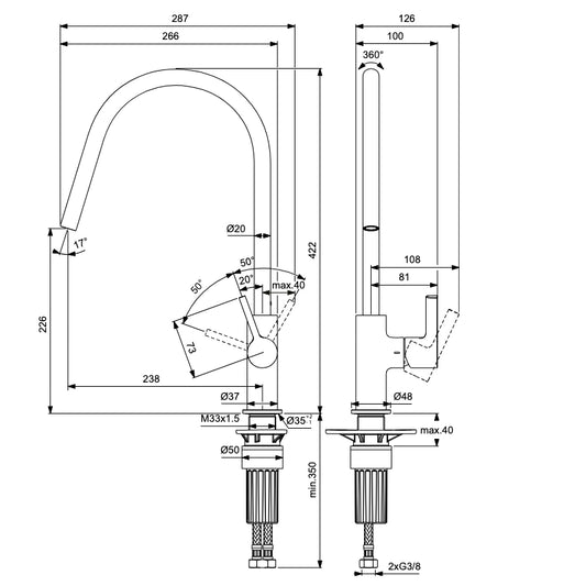 Смесител за кухня IDEAL STANDARD GUSTO BD408AA