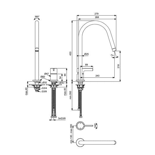 Смесител за кухня IDEAL STANDARD GUSTO BD422AA