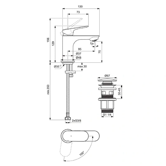 Смесител за умивалник Ideal Standard H100 BlueStart Ceralife O BE004XG