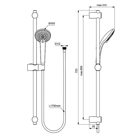 Тръбно окачване IDEAL STANDARD IDEARAIN B9508AA