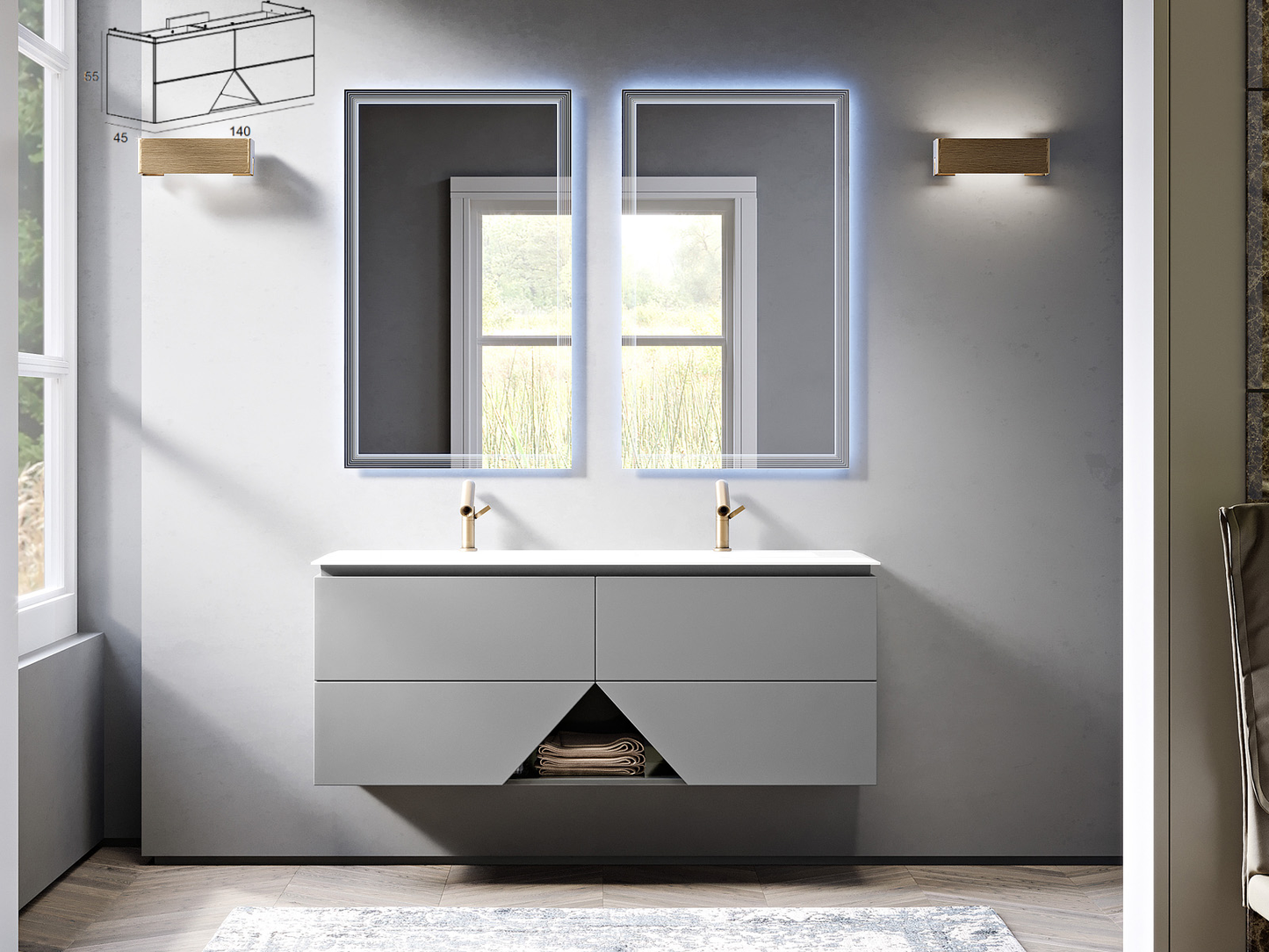 Долен шкаф са баня комплект с мивка