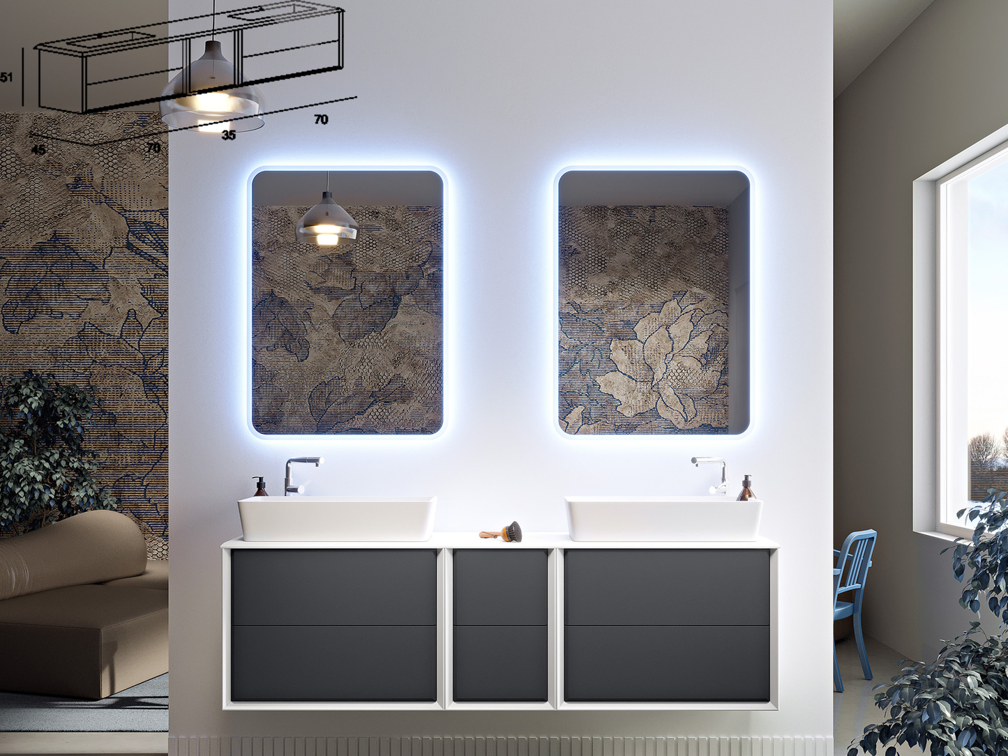 Долен шкаф за баня комплект с мивка