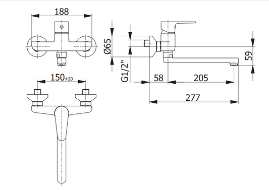 Стенен смесител за кухня