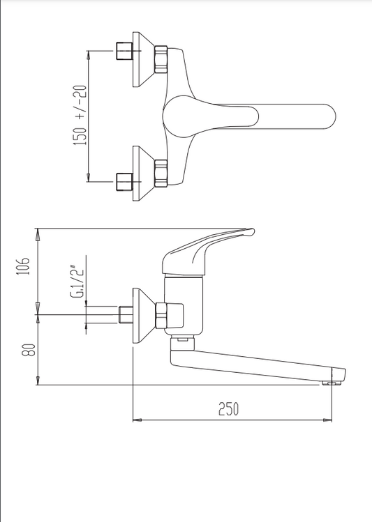 Стенен смесител за кухня