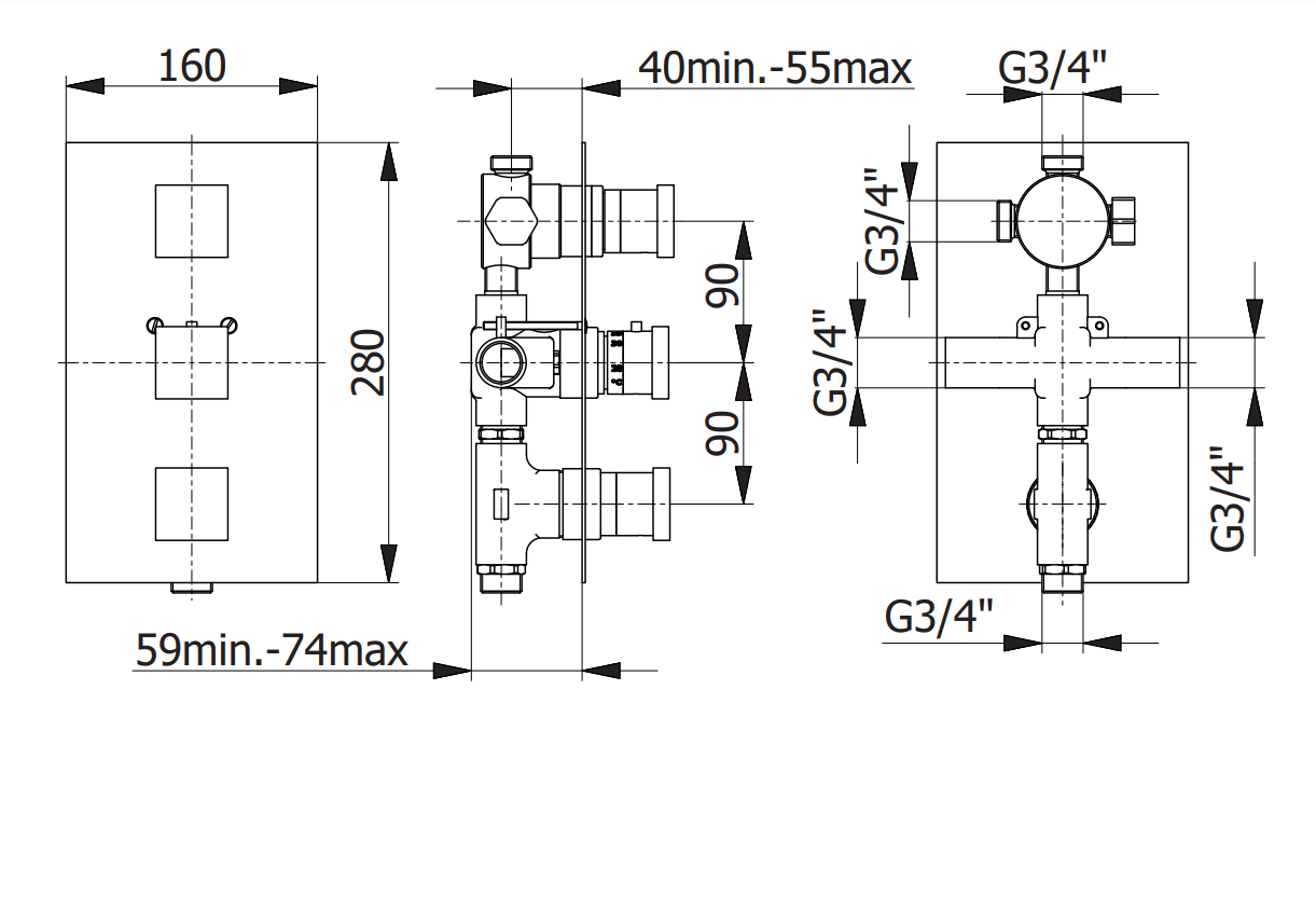 2-пътен термостатен смесител