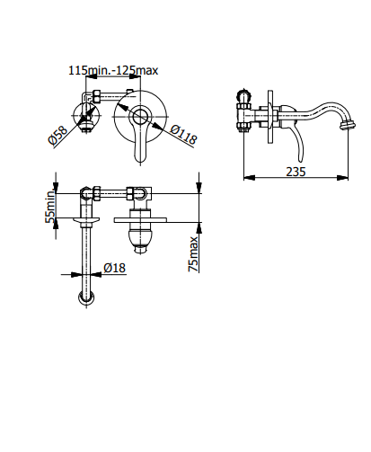 Смесител за умивалник за вграждане