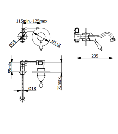 Смесител за умивалник за вграждане