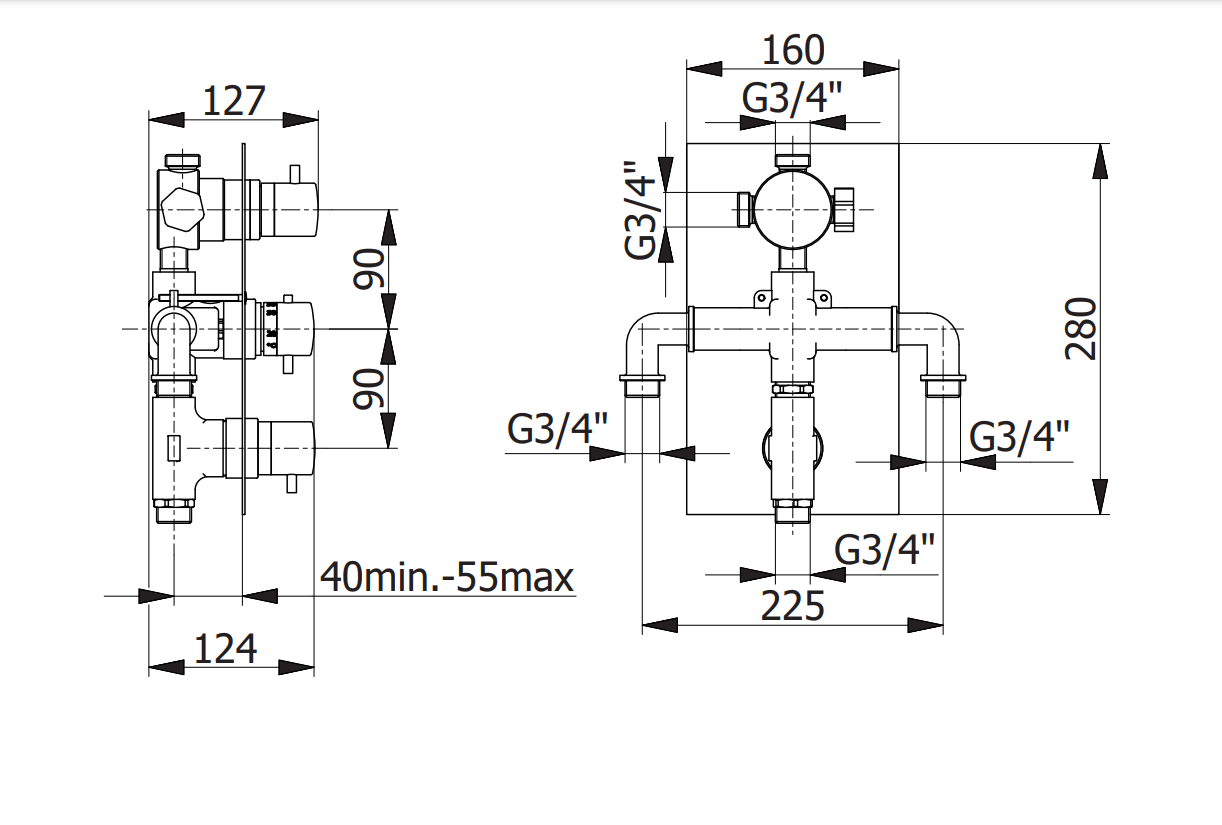 2-пътен термостатен смесител