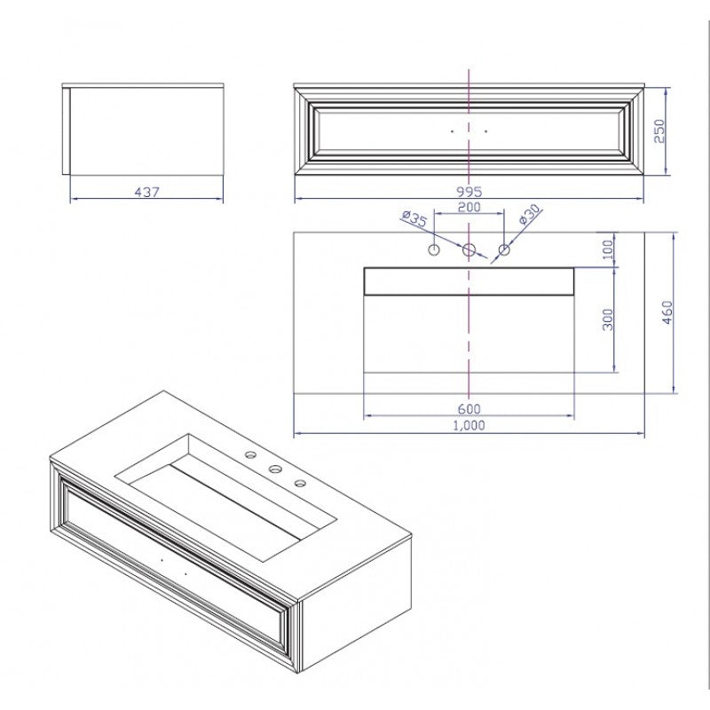 Конзолен шкаф за баня ICP 10025 / 38416