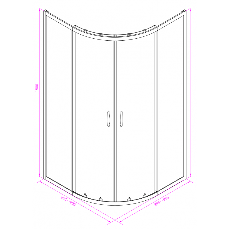 Душ кабина ICS 285 TC NEW 90*90 EASY ASSEMBLE