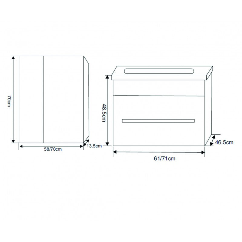 Console bathroom cabinet ICP 6147 70CM. 1/2