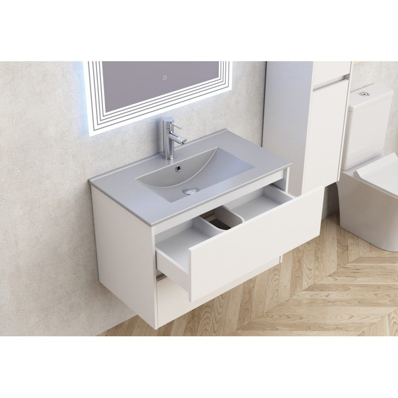 Конзолен шкаф за баня ICP 7955 + МИВКА ICC 8066G СИВ MAT
