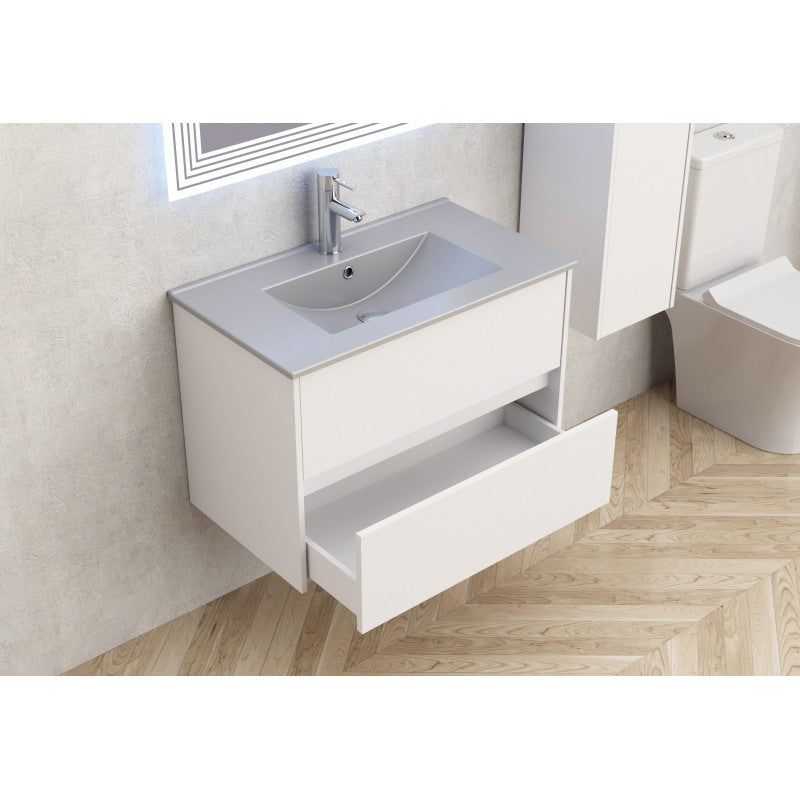 Конзолен шкаф за баня ICP 7955 + МИВКА ICC 8066G СИВ MAT