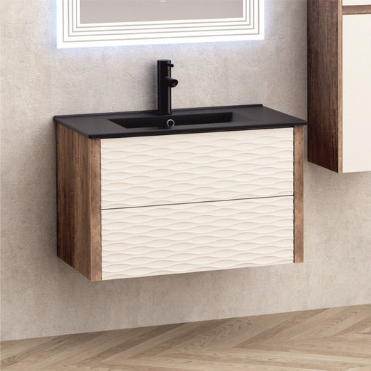 Bathroom console cabinet ICP 8043 + SINK ICC 8066B BLACK MATTE