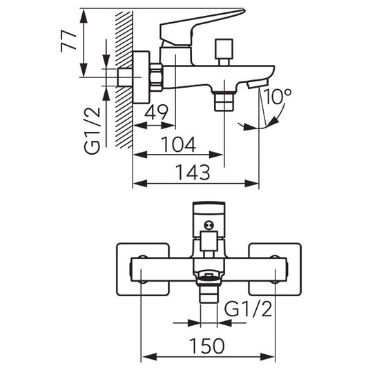 Стенен смесител за вана/душ FERRO Vitto Verde Line BVI1VLBL - черен мат
