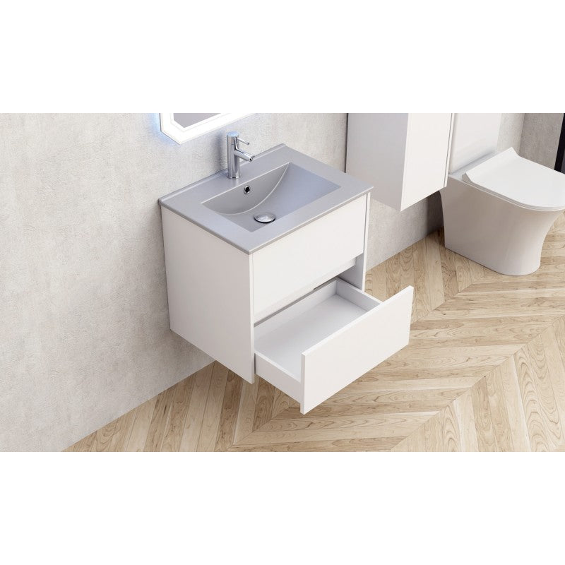 Конзолен шкаф за баня ICP 5955 + МИВКА ICC 6066G СИВ МАТ