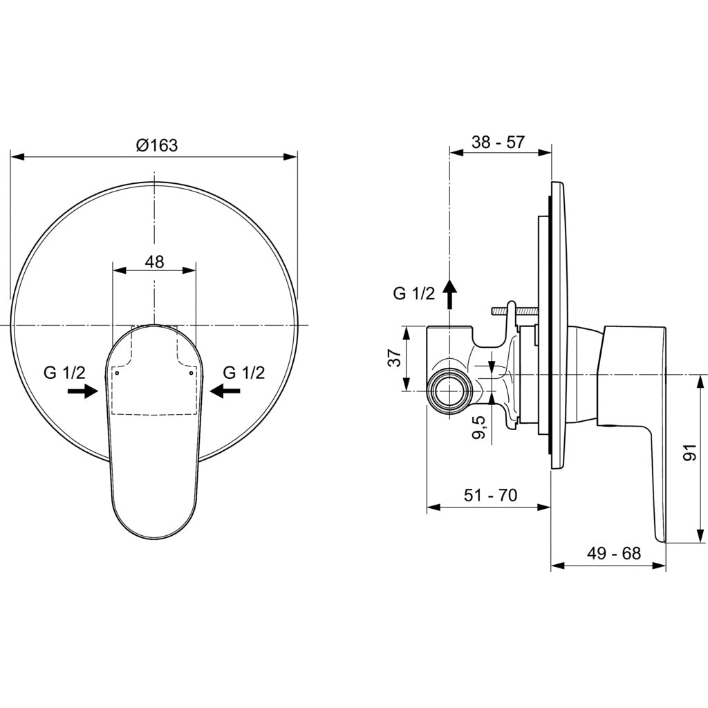 Смесител за вграждане за душ Ideal Standard CERAFINE O A7192XG
