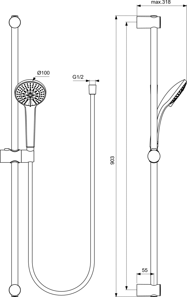 Тръбно окачване IDEAL STANDARD IDEARAIN BC797AA
