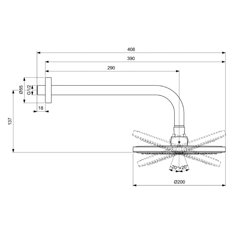Душ пита + рамо IDEAL STANDARD IDEALRAIN BD647AA