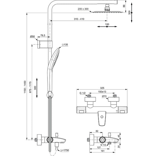 Душ система IDEAL STANDARD CERATHERM T100 A7591AA