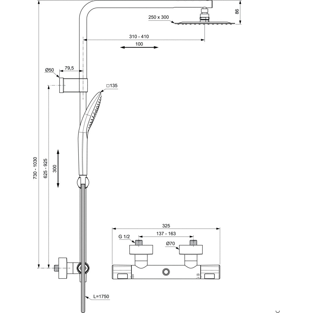 Душ система IDEAL STANDARD CERATHERM T100 A7705AA