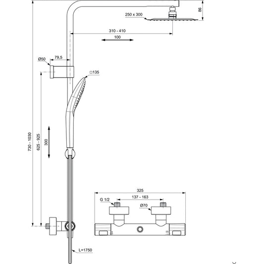 Душ система IDEAL STANDARD CERATHERM T100 A7705AA