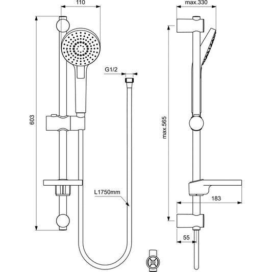 Тръбно окачване IDEAL STANDARD IDEALRAIN EVO ROUND B2620AA