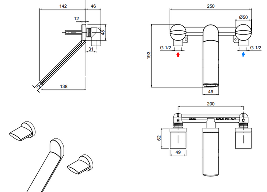 Смесител за умивалник за вграждане