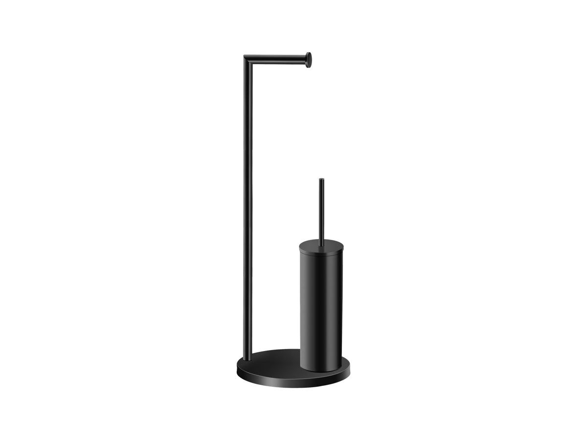 Towel rack with toilet brush