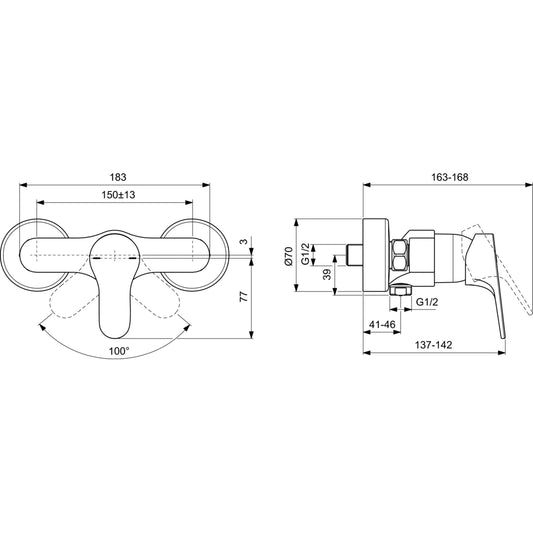 Стенен смесител за душ Ideal Standard CERABASE BC842AA