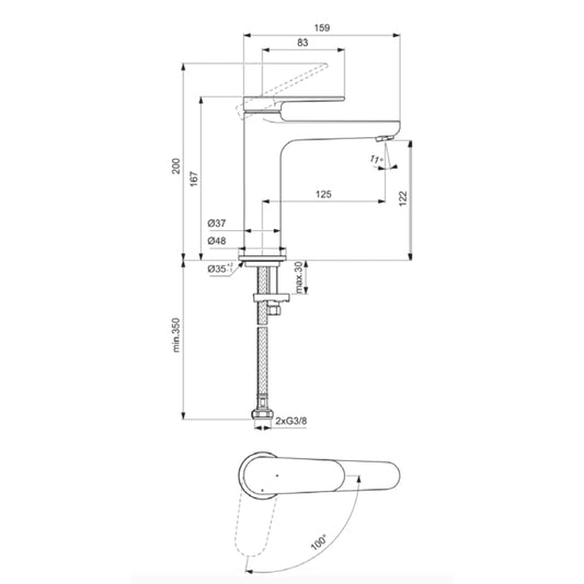 Смесител за умивалник Ideal Standard CERAFINE O NUOVO BD770XG