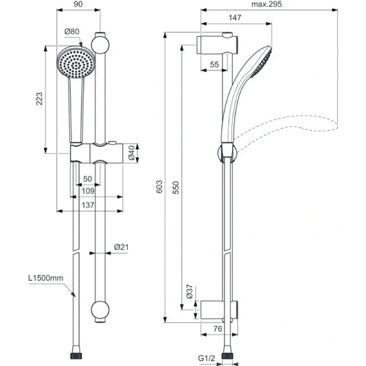 Тръбно окачване IDEAL STANDARD IDEARAIN B1252AA