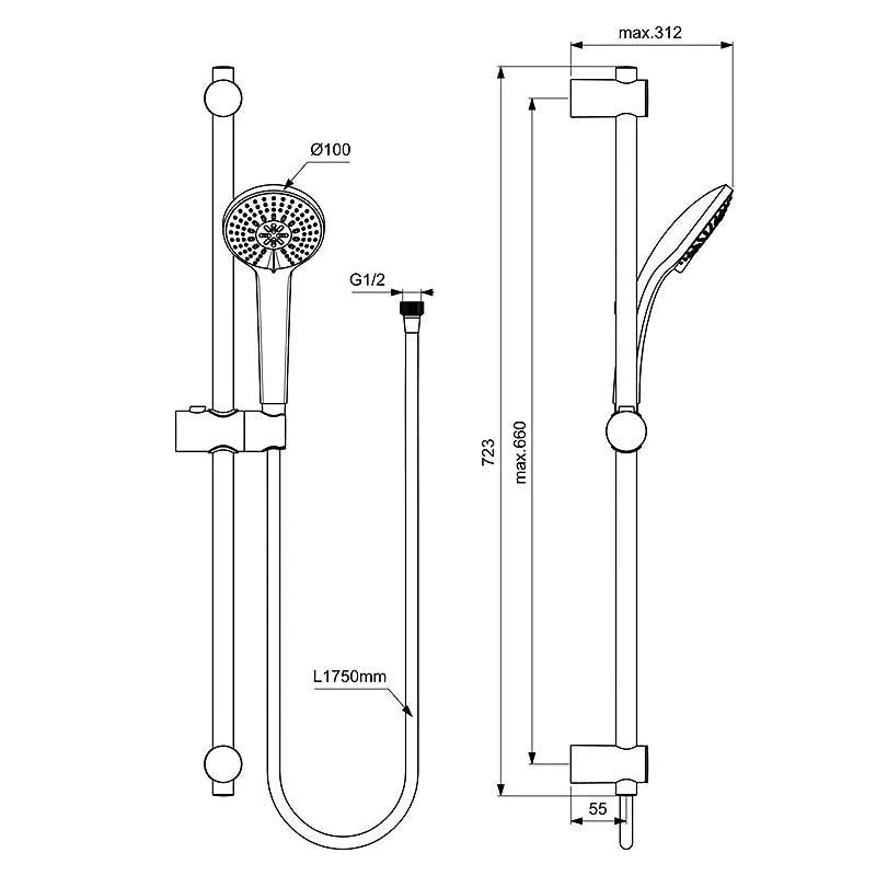 Тръбно окачване IDEAL STANDARD IDEARAIN B9508AA