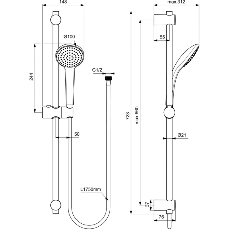 Тръбно окачване IDEAL STANDARD IDEARAIN BD496AA