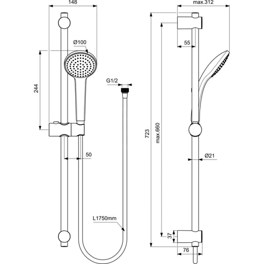 Тръбно окачване IDEAL STANDARD IDEARAIN BD496AA